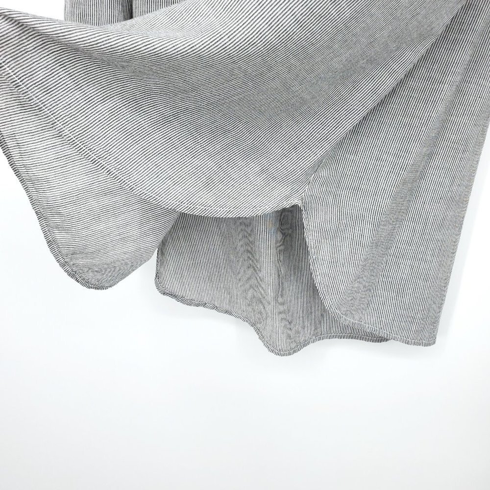 Stateside Striped Cotton Popover Shirt Dress Grey/White Small - Picture 5 of 9
